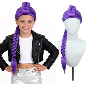 MAGQOO Purple Braid Wig Long Purple Braid Cosplay Wig Halloween Cosplay Costume Party 24inch