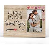 FONDCANYON All Because Two People Swiped Right Couples Picture Photo Frame,Couple Picture Frames, Birthday Valentines Christmas Gifts For Couple Husband Wife Girlfriend Boyfriend(4x6 Inch Photo)