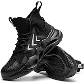 TAERDUN Steel Toe Work Boots for Men Slip-on Chelsea Boot, Men's Industrial & Construction Shoes, Waterproof, Lightweight, Comfortable, Non-slip Safety Shoes, Black, 10.5