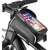 ROCKBROS Bike Phone Frame Bag 1.6L Bike Bag Waterproof Bike Accessories Touch Screen Bicycle Phone Case Compatible Phone Unde