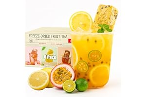 Binkago Fruit Tea | Fruit Drinks | Passion Fruit Kumquat Lemon Instant Tea | 100% Real Freeze-Dried Fruit | Rich in Vitamin C & E | Just Add Water | Great with Milk or Sparkling Water | On-the-Go 6 Pack