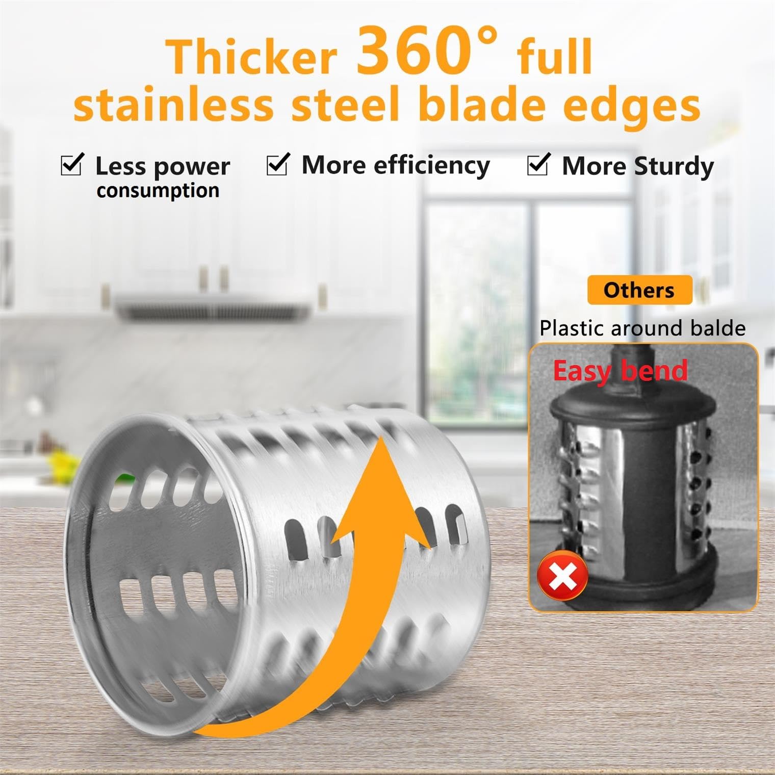Slicer Shredder Attachment for KitchenAid Mixers, Stainless Steel Cheese Grater Salad Maker Accessories with 3 Cutting Blades,Dishwasher Safe!