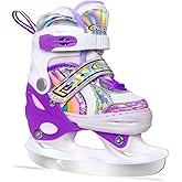 Nattork Girls Ice Skates for Toddler Kids 4 Size Adjustable Rainbow Ice Skate with Fleece Lining for Outdoor & Rink