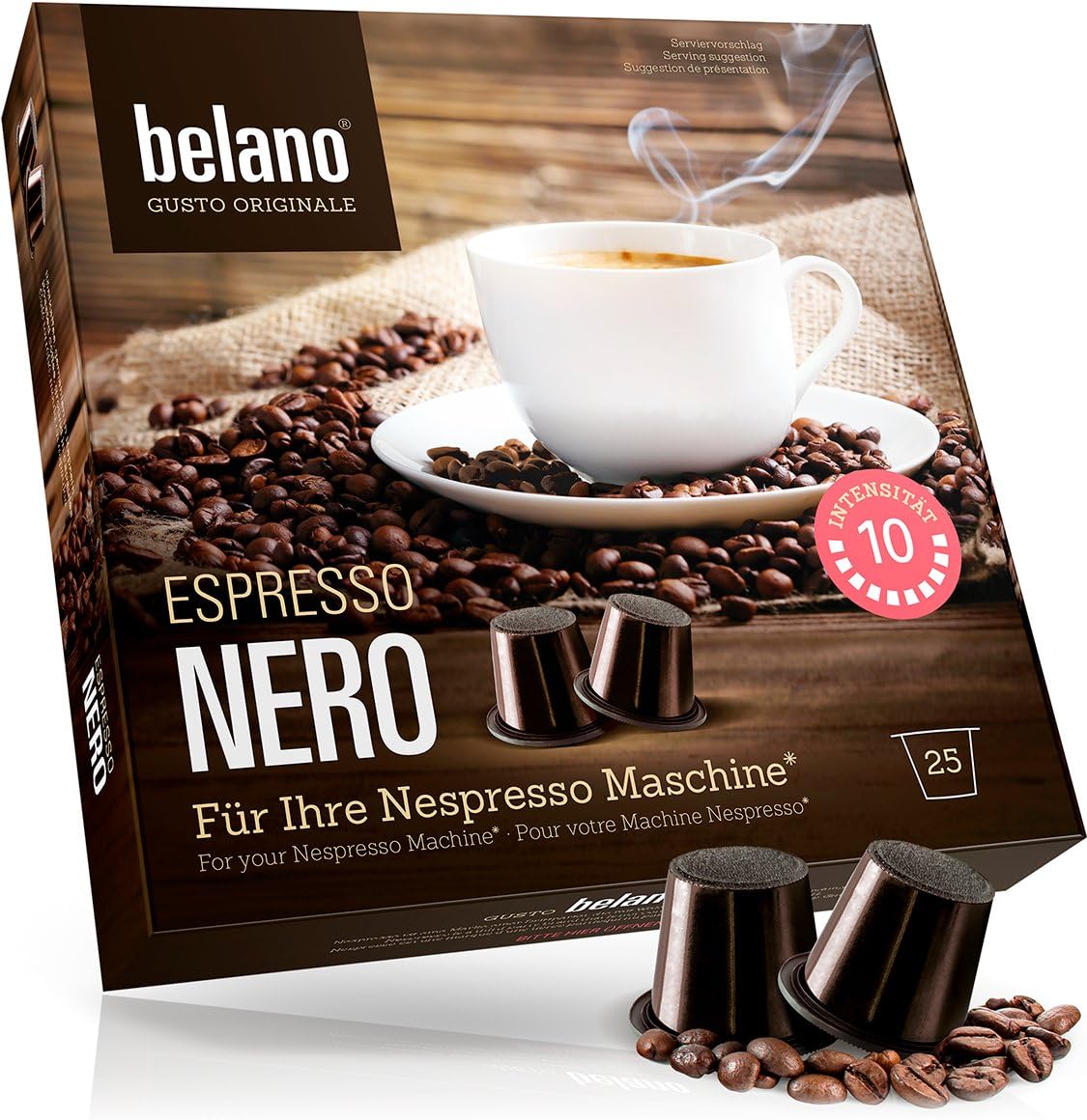 Belano 25x Coffee Capsules Compatible with Nespresso * Nero 100% Arabica