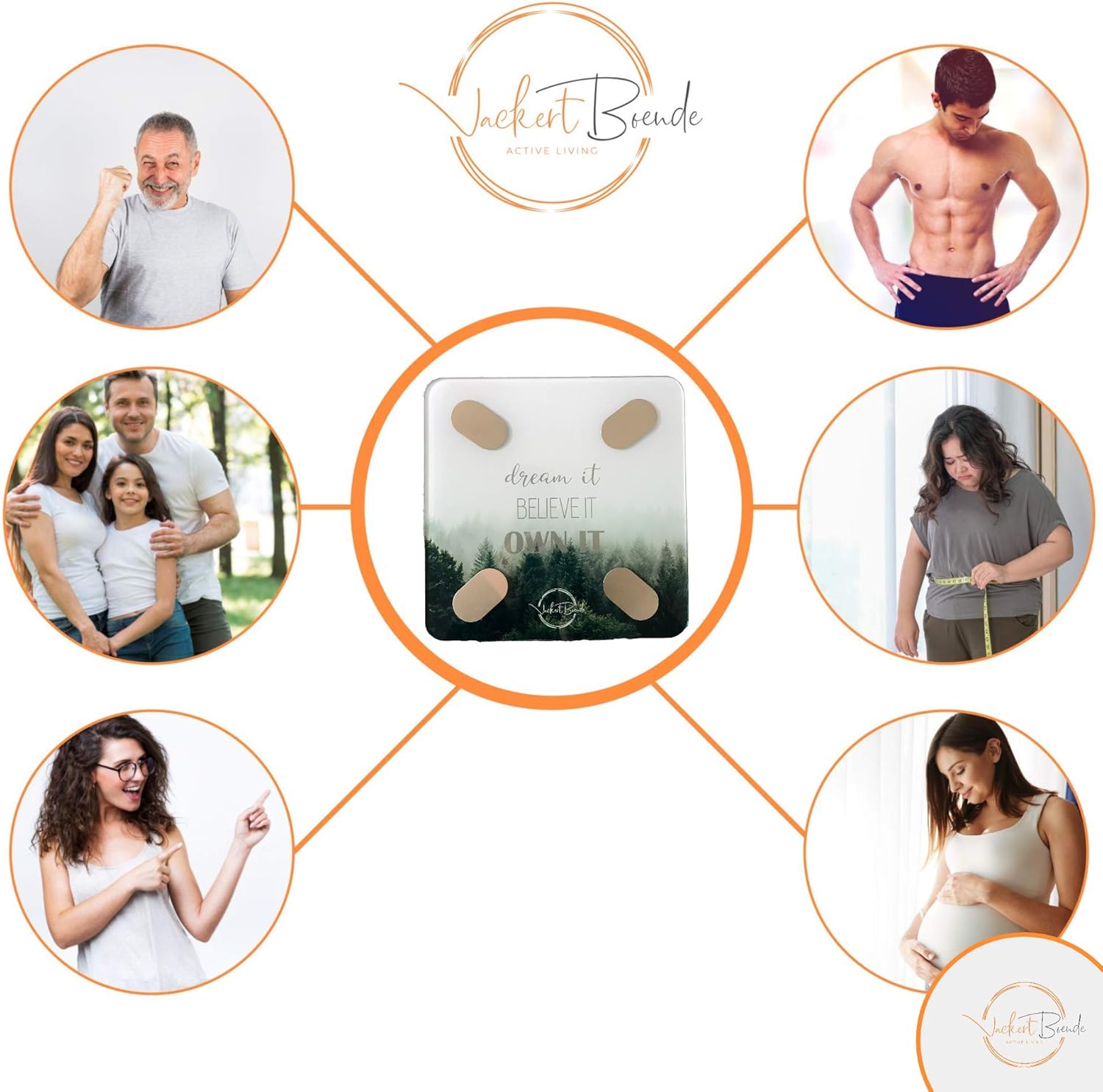Dream it - Motivational Smart Scale,W Body Fat Scale, Body Composition Scale, Bathroom Scales Know Your Body Fat Percentage, Muscle Mass & More. Modern Motivational Design.iOS & Android App: Health & Personal Care