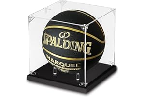 AUCARE Basketball Display Case, Acrylic Basketball Case Display Clear, UV Protected Soccer Stand Box for Autographed Ball
