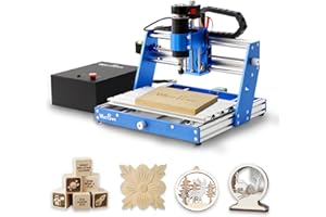 WolfPawn 3018 500W CNC Router Machine All Metal Structure 3 Aixs CNC Engraving Machine with Emergency Stop Button and Limit Switches for Wood Acrylic MDF Nylon Carving, Working Area 300X180X60mm