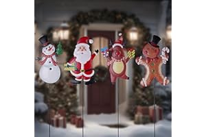 LIGHTSHINE 4PCS Metal Outdoor Christmas Garden Decorations, Landscape Pathway Christmas Stakes, Outdoor Iron Christmas Decor for Yard, Patio, Porch