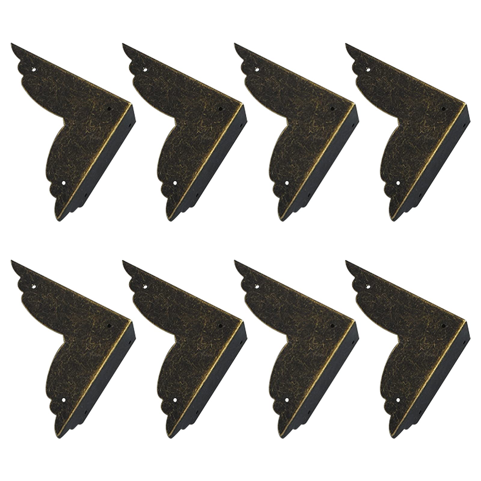 INCREWAY Vintage Corner Protectors,8PCS Retro Metal Corner Protectors Vintage Corner Guards Wooden Box Furniture Table Guards(Bronze)