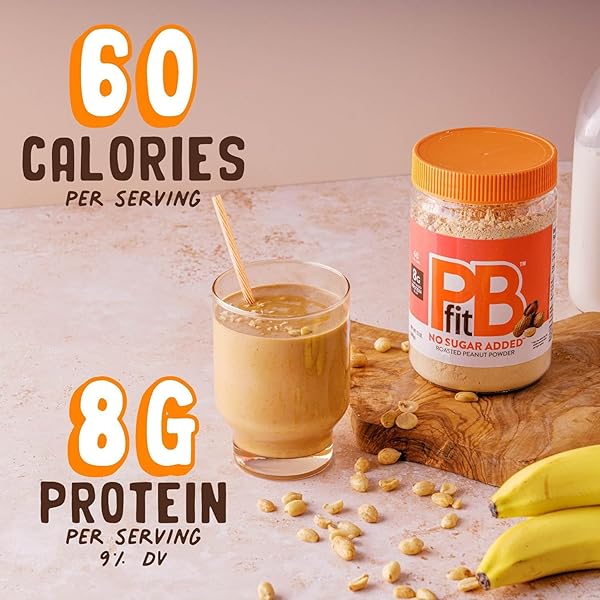 PBFIT NO SUGAR ADDED PEANUT BUTTER POWDER, POWDERED PEANUT BUTTER SPREAD FROM REAL ROASTED PEANUTS, 8G PROTEIN, MADE WITH ERYTHRITOL AND MONK FRUIT, 13 OUNCE (PACK OF 1)