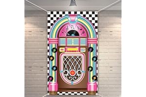 Turntable Cutout Banner 50s Rock and Roll Banner, The Fabulous 50's Door Cover, 50s Diner Backdrop Large Decoration, Rockin' 