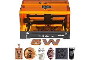 Laser Engraving Machine for Beginners, Woxcker L2 Flex 5W Enclosure Pre-Assemble Laser Engraver 0.01mm High Precision for Coated Metal, Wood, Acrylic, Leather, Glass (Class 1 Output 5000mW）