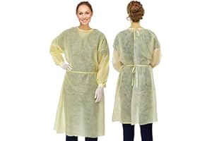 100PCs Dental Grade Disposable PP+PE Isolation Gown AAMI by VASTMED | Long Sleeve & Elastic Cuff Universal Size