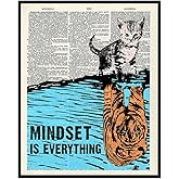 Mindset is Everything Wall Art - Entrepreneur Wall Art - Motivational Wall Decor - Cat Decor - Cat Gifts - Inspirational Posters - Motivational Gifts - Office Wall Decor - Sports Print