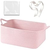 OIASKET Large Empty Gift Baskets for Baby Shower, 16.5" L x 12.6" W x 7" H Cute Woven Storage Basket with Gift Bags and Ribbons, Small Rope Toy Basket with Handles, Cat Dog Pet Toy Organizer - Pink