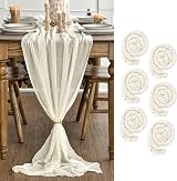 Artoid Mode Boho Beige Gauze Table Runner 300 cm 6 Pack Cheesecloth