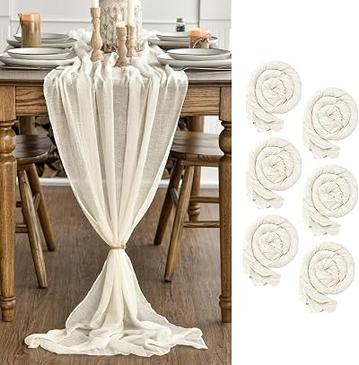 Artoid Mode Boho Beige Gauze Table Runner 300 cm 6 Pack Cheesecloth