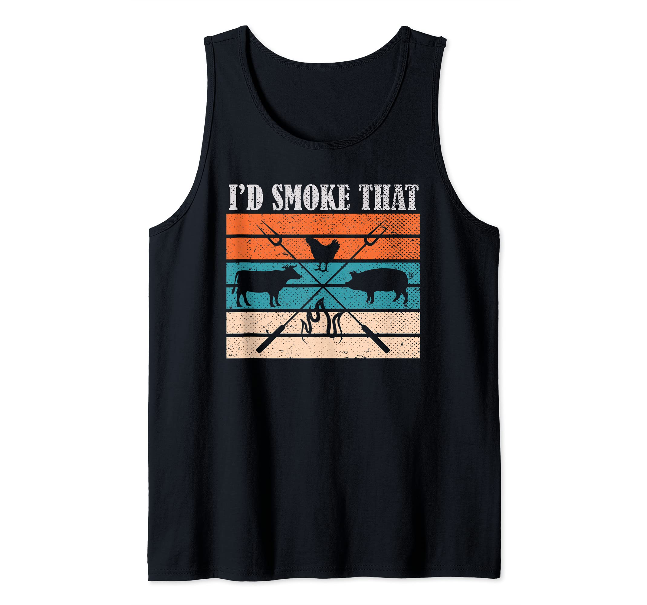 Funny BBQ Grilling Meat Grill Smoked Steak Retro Barbecue Tank Top