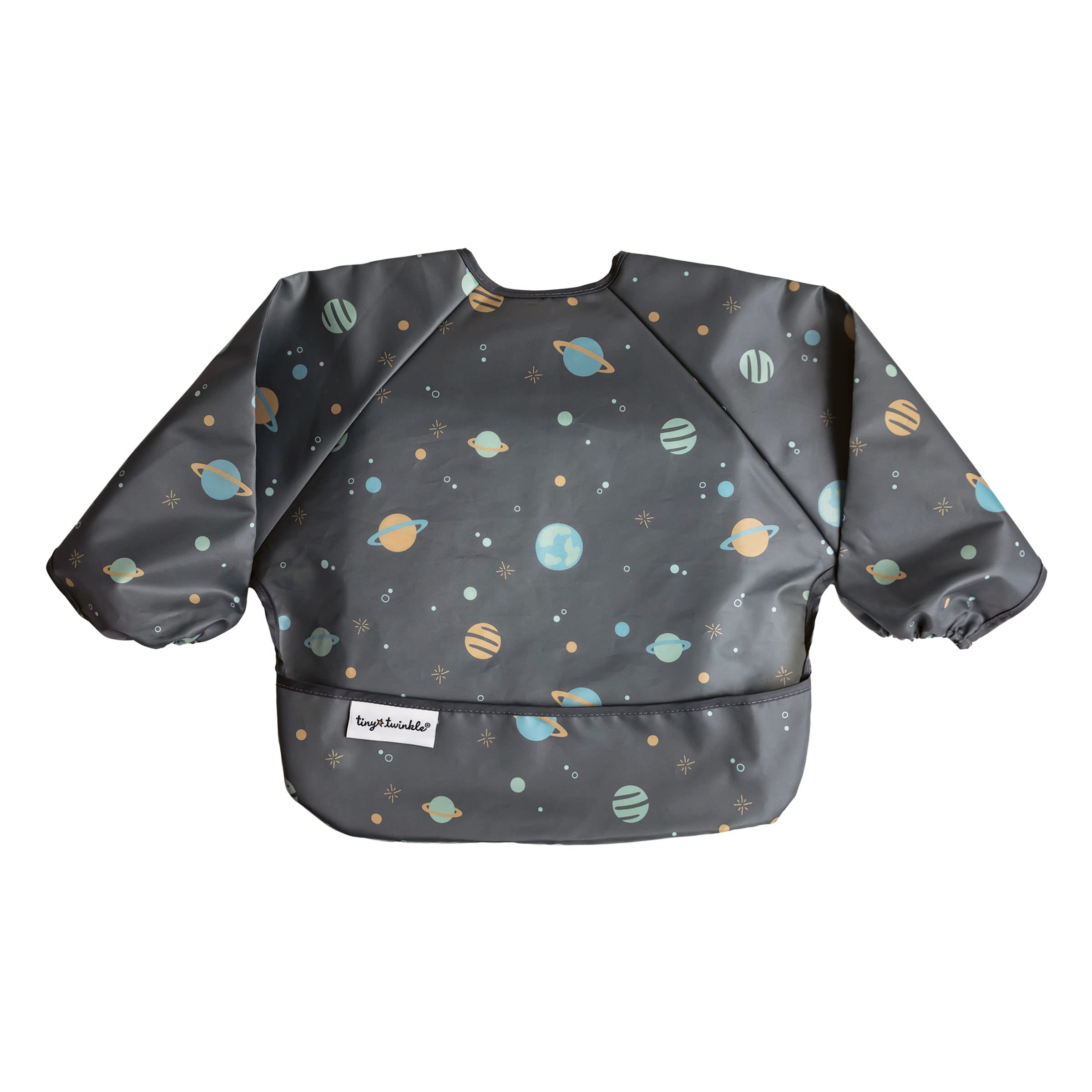 Photo 1 of Tiny Twinkle Mess Proof Baby Bib,Waterproof Smock Baby Bib for Eating,Machine Washable Long Sleeve Bib,Baby Led Weaning,Toddler Bib,BLW Supplies(Space, Small 6-24 Months)