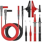 SUNJOYCO 8PCS Double Insulated Multimeter Leads, Electrical Test Leads Kit with Alligator Clips, Back Probe Pins, Test Probe