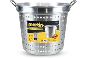 Martin 240111 Large Aluminum Strainer - Steamer Basket Insert for 16 Inch Stock Pots; for Crawfish and Seafood Boils, Corn, C