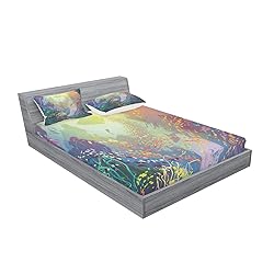 Ambesonne Sea Animals Fitted Sheet & Pillow Sham