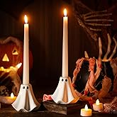 Conelist 2 Pcs Halloween Ghost Candle Holders Ceramic | Cute Ghost Shape Candle Stick Holders Ceramic Taper Candle Holder for Halloween Wedding Party Holiday Office Home Decor Gift