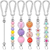 Psyqtsuary 12 Pcs Beadable Keychains Bar Blank Beadable Keychain Bars, Beaded Item for Pendant DIY Sliver Snap Hook Keychain Bars for Crafts Supplies Jewelry Making Supplies