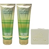 Bath & Body Works Coconut Lime Verbena 2 Pack Body Cream Bundle with a Natural Oats Bar Soap - Full Size
