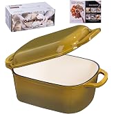 GdnWings Oval Enameled Cast Iron Dutch Oven for Sourdough Bread Baking | 4.6 Qt Oval Bread Dutch Oven with Lid, Heavy-Duty&amp; Oven Safe up to 500&deg; F for Sourdough, Roasting, Braising, Stews, Olive