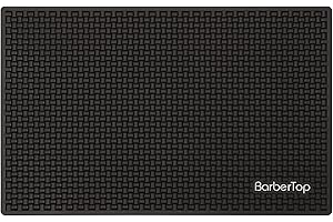 CESTOMEN Barber Mat for Clippers,11.8"x 7.5"(Black) Clipper Counter Mat, Barber Organizer Mat Flexible PVC Work Station Mat, Salon Barber Shop Work Table Mat, Grooming Tools, Non-Slip (Mini))