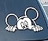 Mickey Mouse Peeking Car Window Vinyl Decal Sticker 9" Wide (Color: White)