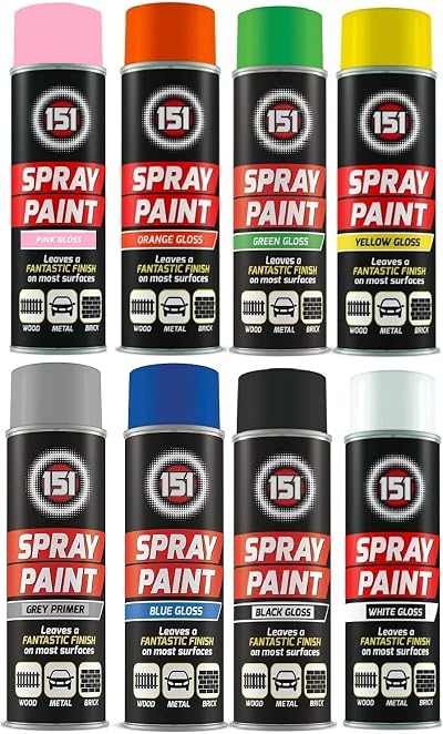 SuperGift.com 8 Cans Gloss Finish 250Ml Multipurpose Aerosol Spray Paint