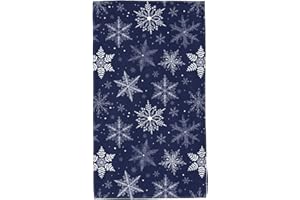 Perinsto White Snowflakes Hand Towel Christmas Snowflake Decorative Fingertip Towels Multipurpose for Bathroom Kitchen Gym and Spa, 27.5" X 15.7"