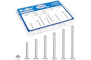 MROMAX 125Pcs M4 Knob Screws Assortment Kit, Cabinet Pull and Knob Screws, M4x25/30/35/40/45/50mm, Metal Phillips Machine Screws with Pan Washer Head for Drawer, Cupboard, Closet Handle Knob Installation