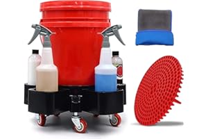 Mlijzard 5 Gallon Bucket Dolly with Swivel Casters & Bucket Insert & Clay Mitt - Heavy Duty Rolling Cart for Car Washing, Construction & Detailing (Bucket Not Included)
