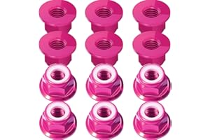 FRAIZOE RC 12Pcs M4 Flange Nuts Aluminum, M4-0.7mm Hex Flange Nylon Insert Lock Nuts for 1/10 Scale RC Car Traxxas Slash 4x4 2WD Stampede VXL Rustler VXL HPI Redcat Axial Racing Truck Buggy Crawler Wheels Rose