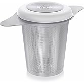 Teabloom Universal Loose Tea Infuser with Dual-Purpose Lid/Dish – Fits Cups, Mugs, Teapots – Tea Connoisseur's Choice – Steep