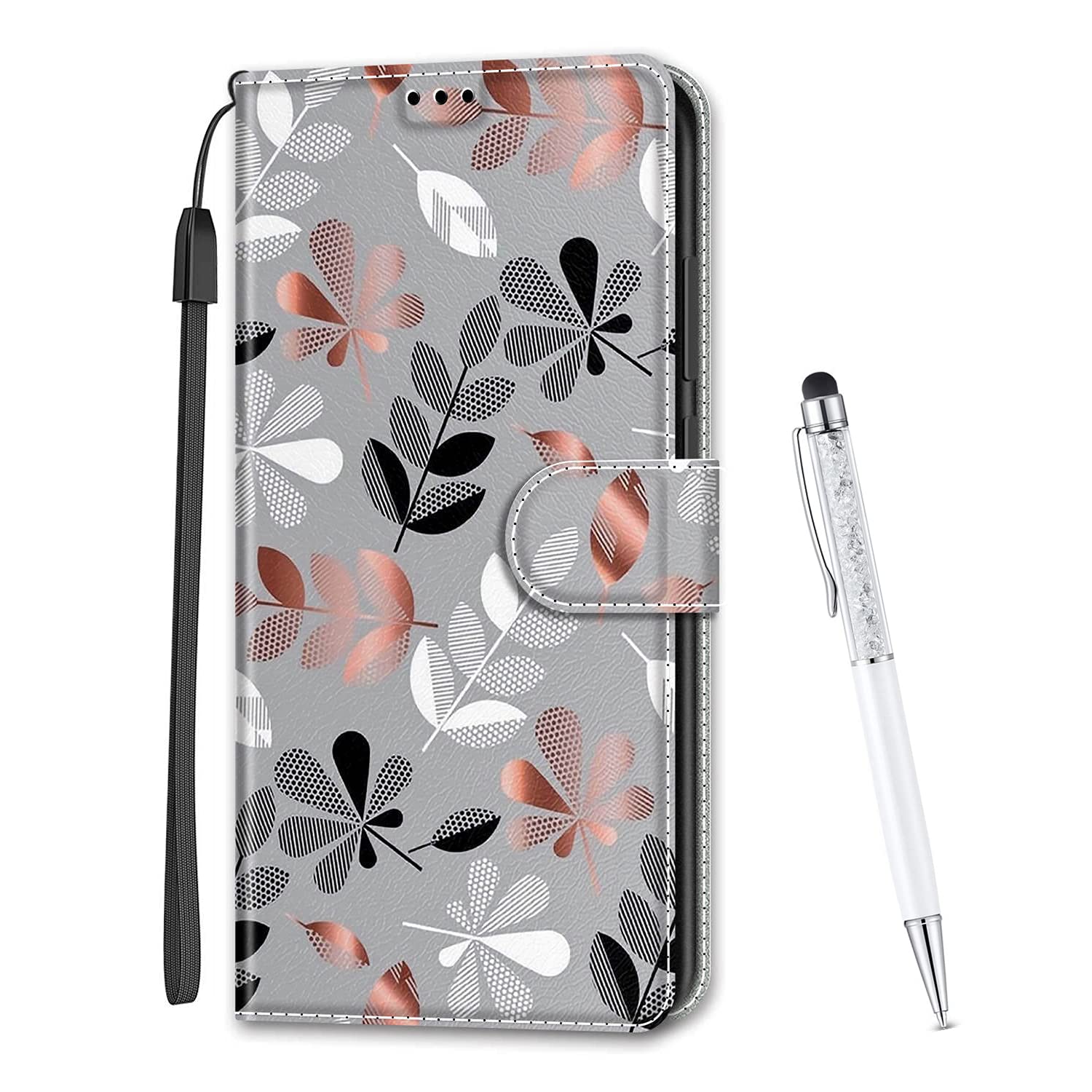 MadBee Case Compatible with iPhone 6S Plus/iPhone 6 Plus 5.5 Inch, Colorful Printed Pattern Wallet PU Leather Case Cover with Stand and Card Slots (Leaves) — image 1