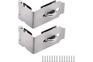 GEMASP Hasp Latch 2 Pack, 90 Degree Solid 304 Stainless Steel File Cabinet Lock Desk Drawer Lock, Safe Security Padlock Latch Hasp Lock for Personal Privacy, Large