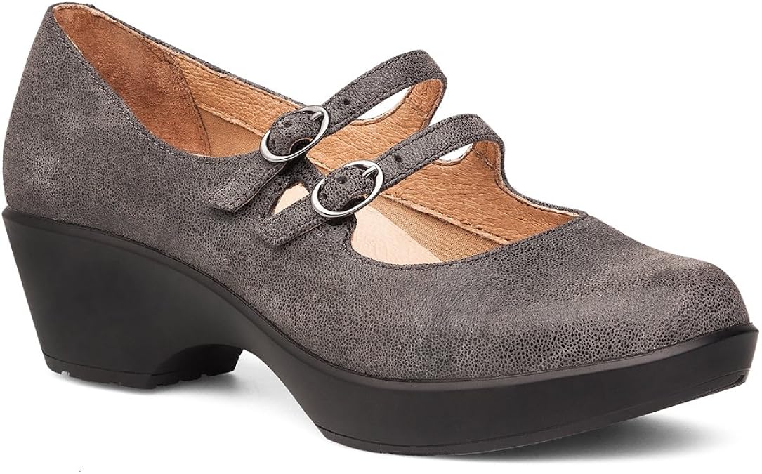 Amazon.com | Dansko Women's Josie Mary Jane Flat, Grey Shimmer Suede, 41 EU/10.5-11 M US | Shoes