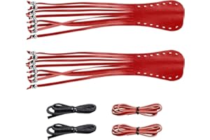 GARGOYLE BELLS Motorcycle Brake Clutch Covers PU Leather Fringed Brake Lever Cover Universal Grip Tassels Motorcycle Handlebar Covers with Skull Beads (Red, L*W: 14" X 3")