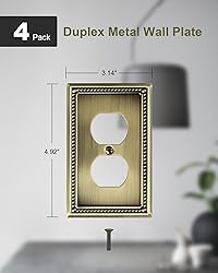 TREEWELL 4-Pack Duplex Outlet Cover Plate, Antique