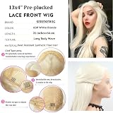 Onlygirl 60 White Blonde Body Wave Synthetic Lace Front Wig Natural Hairline view 5
