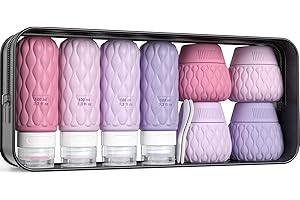 8 Pack Silicone Travel Bottles for Toiletries with Labels/Clear Bag, Holiday Travel Essentials Leakproof Squeeze Travel Size 