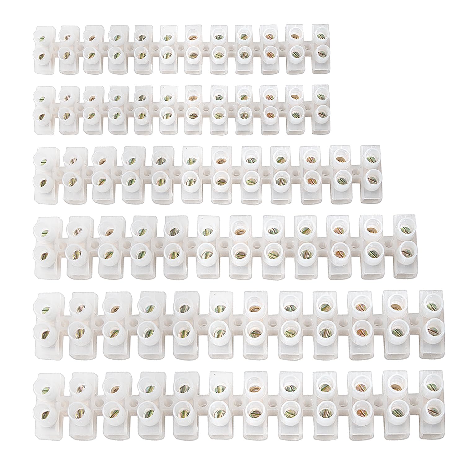 6 Pieces Terminal Block, Wire Connector, Cable Connector Brass Terminal Block, Household Connector Block 2 Pieces 3a, 2 Pieces 15a, 1 Piece 6a, 1 Piece 10a.