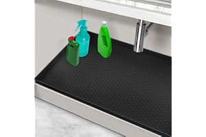 Under Sink Mats for Kitchen Waterproof, Silicone Under Kitchen Sink Mats and Protectors for 34" x 22" Cabinets, Under Sink Tr