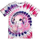 Ugtewxu Kids Neon Tie Dye Shirt for Boys Girls Tie-Dye T-Shirt Hippes Tshirt Senior Children Tee Size 6-16 Years Age