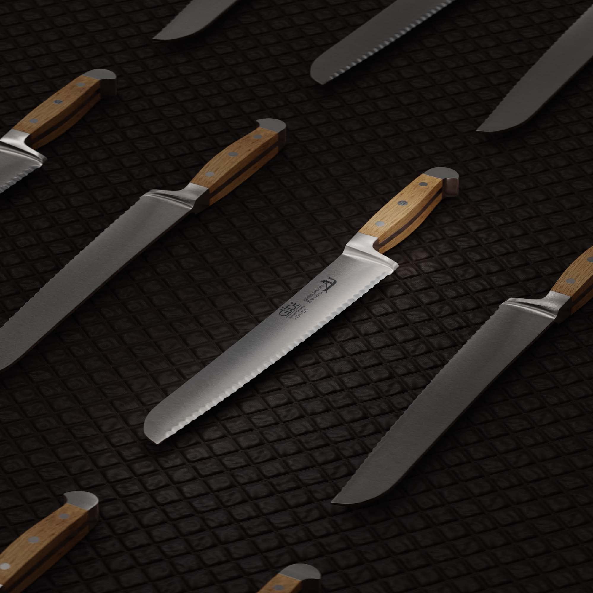 GÜDE Solingen - Brotmesser Linkshänder geschmiedet, 32 cm, Briccole, ALPHA BRICCOLE DI VENEZIA, Doppelkropf, Handmade Germany 4