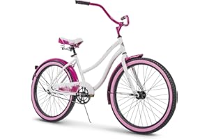 Huffy Cruiser Bike, Fairmont or Woodhaven Model, 20/24/26 Inch Sizes, Perfect for Casual Rides, Ergonomic Upright Design, Fenders Prevent Spray, Rear Rack and Basket Available, Simple Coaster Brakes